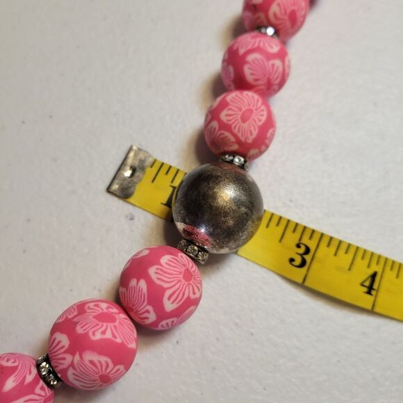 Pink Floral Chunky Statement Necklace by Edna Designs - Picture 13 of 14